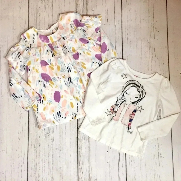 Genuine Kids from OshKosh ruffled top/ Epic Threads long sleeve T-shirt size 4T - Picture 1 of 10